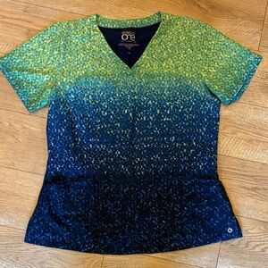 Barco Uniforms Women's Teal and Navy V-Neck Top